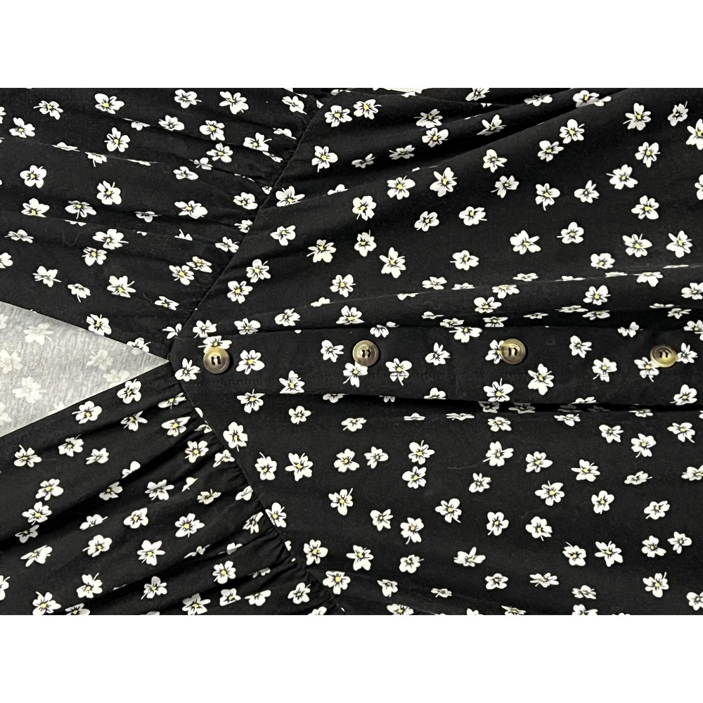 ASOS DESIGN Dress Womens 6‎ Tall Black Floral Button Front V-Neck Fit & Flare - Picture 5 of 11